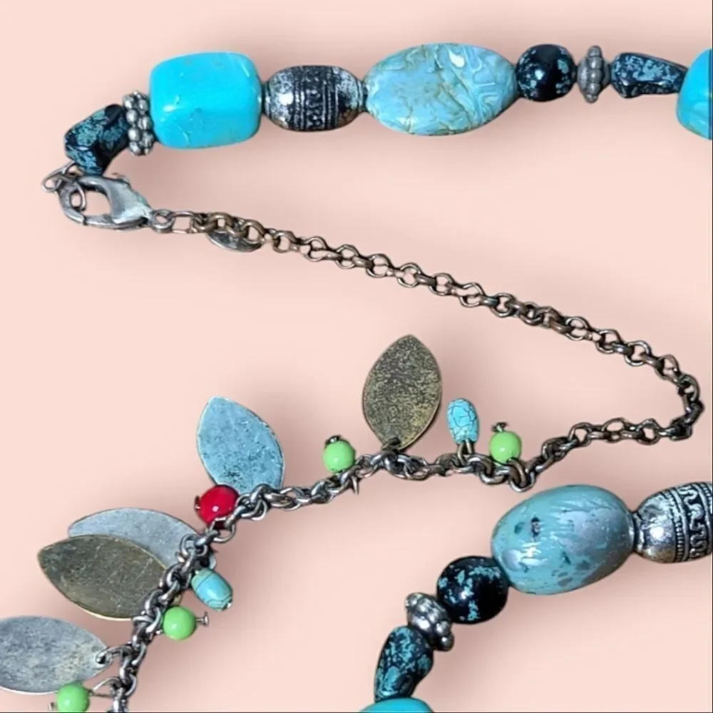 Chicos Mixed Metal Stone & Bead Long Necklace 16